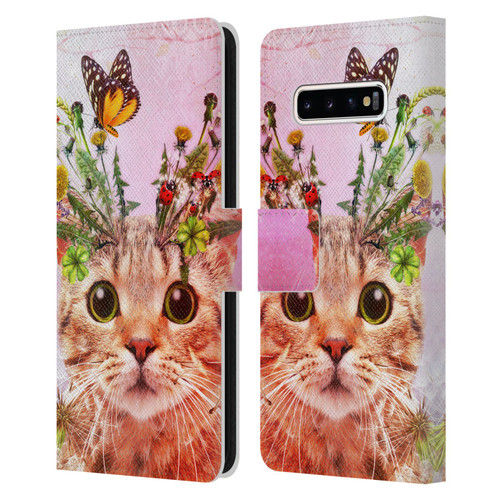 Jena DellaGrottaglia Animals Kitty Leather Book Wallet Case Cover For Samsung Galaxy S10+ / S10 Plus