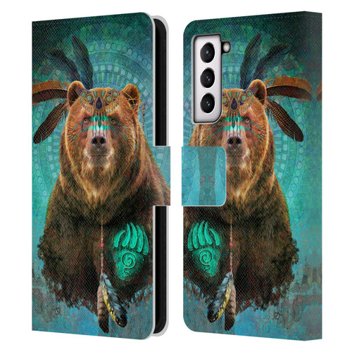 Jena DellaGrottaglia Animals Bear Leather Book Wallet Case Cover For Samsung Galaxy S21 5G