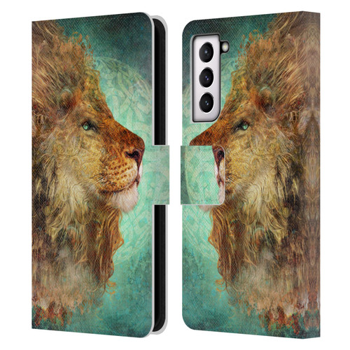 Jena DellaGrottaglia Animals Lion Leather Book Wallet Case Cover For Samsung Galaxy S21 5G