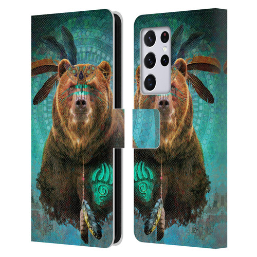 Jena DellaGrottaglia Animals Bear Leather Book Wallet Case Cover For Samsung Galaxy S21 Ultra 5G