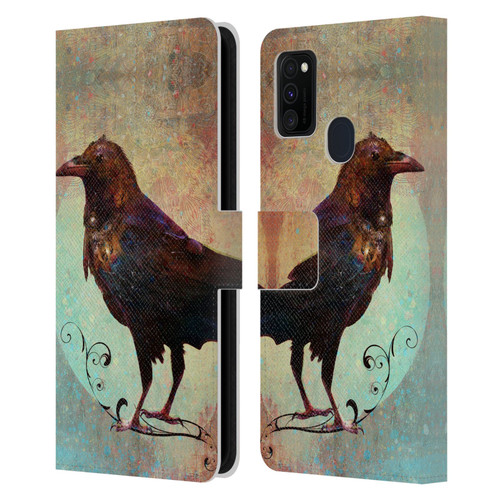 Jena DellaGrottaglia Animals Crow Leather Book Wallet Case Cover For Samsung Galaxy M30s (2019)/M21 (2020)