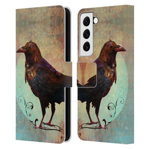 Jena DellaGrottaglia Animals Crow Leather Book Wallet Case Cover For Samsung Galaxy S22 5G