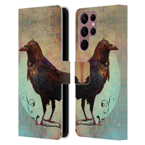 Jena DellaGrottaglia Animals Crow Leather Book Wallet Case Cover For Samsung Galaxy S22 Ultra 5G