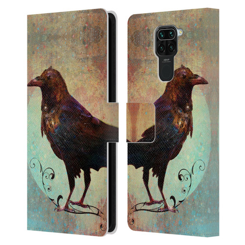 Jena DellaGrottaglia Animals Crow Leather Book Wallet Case Cover For Xiaomi Redmi Note 9 / Redmi 10X 4G