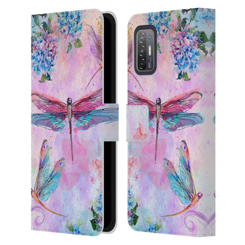 Jena DellaGrottaglia Insects Dragonflies Leather Book Wallet Case Cover For HTC Desire 21 Pro 5G