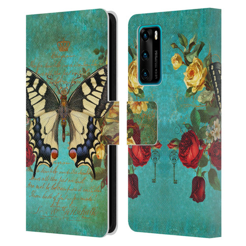 Jena DellaGrottaglia Insects Butterfly Garden Leather Book Wallet Case Cover For Huawei P40 5G