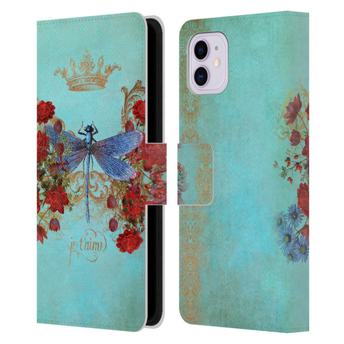 Jena DellaGrottaglia Insects Dragonfly Garden Leather Book Wallet Case Cover For Apple iPhone 11