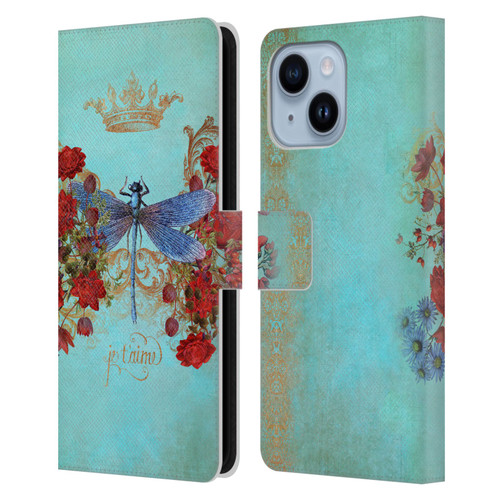 Jena DellaGrottaglia Insects Dragonfly Garden Leather Book Wallet Case Cover For Apple iPhone 14 Plus