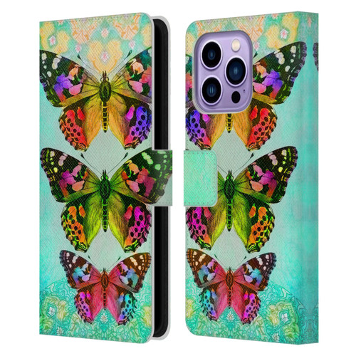 Jena DellaGrottaglia Insects Butterflies 2 Leather Book Wallet Case Cover For Apple iPhone 14 Pro Max