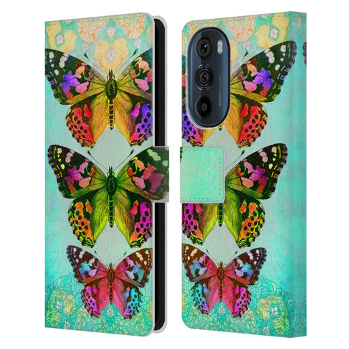 Jena DellaGrottaglia Insects Butterflies 2 Leather Book Wallet Case Cover For Motorola Edge 30
