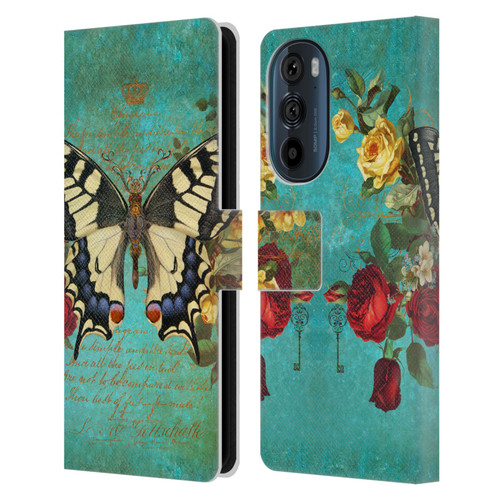 Jena DellaGrottaglia Insects Butterfly Garden Leather Book Wallet Case Cover For Motorola Edge 30