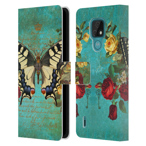 Jena DellaGrottaglia Insects Butterfly Garden Leather Book Wallet Case Cover For Motorola Moto E7