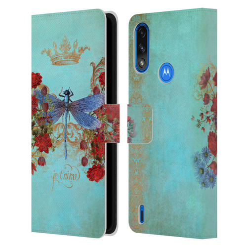 Jena DellaGrottaglia Insects Dragonfly Garden Leather Book Wallet Case Cover For Motorola Moto E7 Power / Moto E7i Power