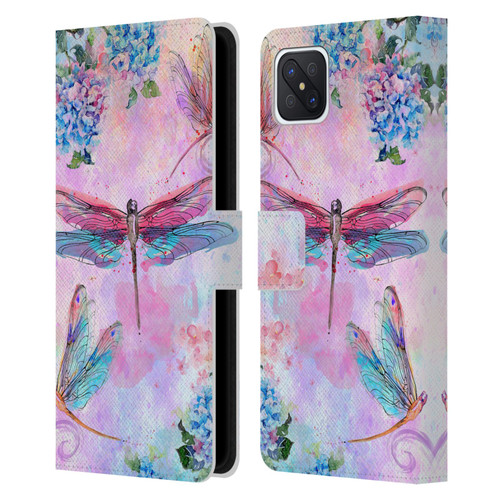 Jena DellaGrottaglia Insects Dragonflies Leather Book Wallet Case Cover For OPPO Reno4 Z 5G