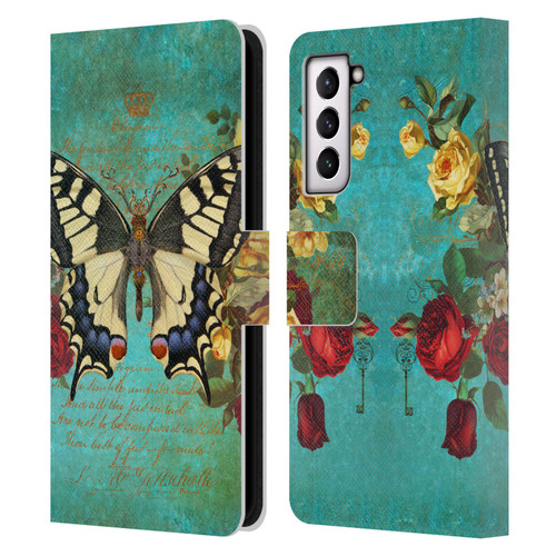 Jena DellaGrottaglia Insects Butterfly Garden Leather Book Wallet Case Cover For Samsung Galaxy S21 5G