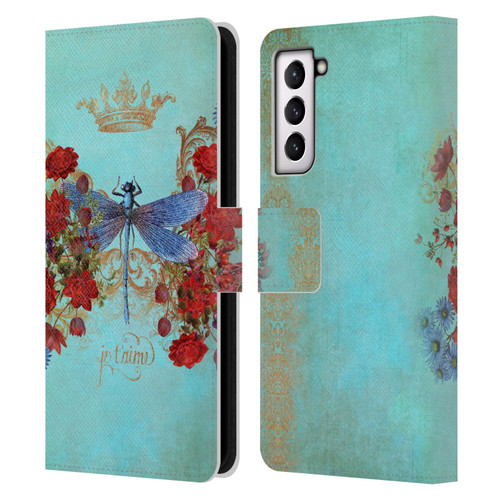 Jena DellaGrottaglia Insects Dragonfly Garden Leather Book Wallet Case Cover For Samsung Galaxy S21 5G