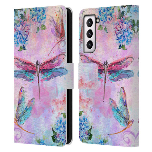 Jena DellaGrottaglia Insects Dragonflies Leather Book Wallet Case Cover For Samsung Galaxy S21 5G