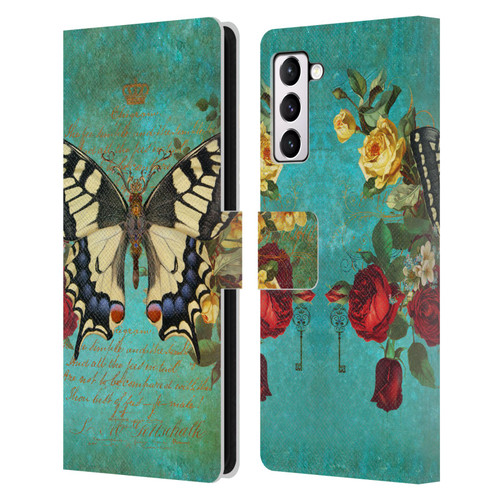 Jena DellaGrottaglia Insects Butterfly Garden Leather Book Wallet Case Cover For Samsung Galaxy S21+ 5G