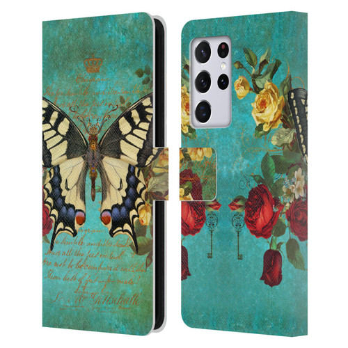 Jena DellaGrottaglia Insects Butterfly Garden Leather Book Wallet Case Cover For Samsung Galaxy S21 Ultra 5G