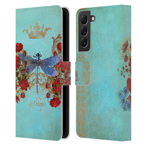 Jena DellaGrottaglia Insects Dragonfly Garden Leather Book Wallet Case Cover For Samsung Galaxy S22+ 5G