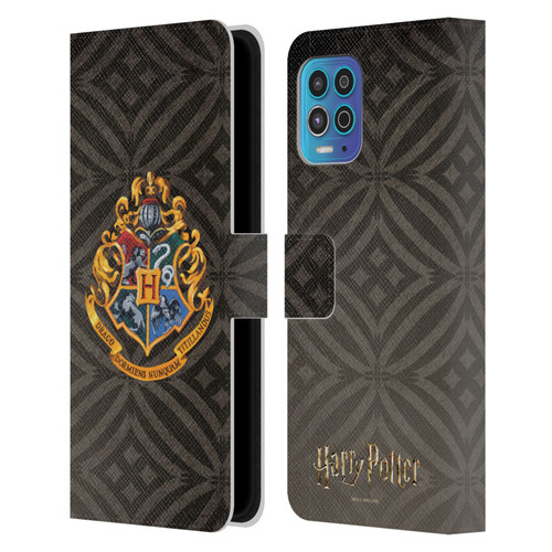 Harry Potter Prisoner Of Azkaban I Hogwarts Crest Leather Book Wallet Case Cover For Motorola Moto G100
