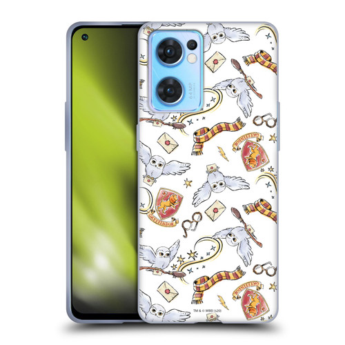 Harry Potter Deathly Hallows XIII Hedwig Owl Pattern Soft Gel Case for OPPO Reno7 5G / Find X5 Lite