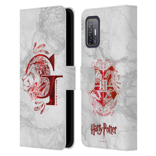 Harry Potter Deathly Hallows IX Gryffindor Aguamenti Leather Book Wallet Case Cover For HTC Desire 21 Pro 5G