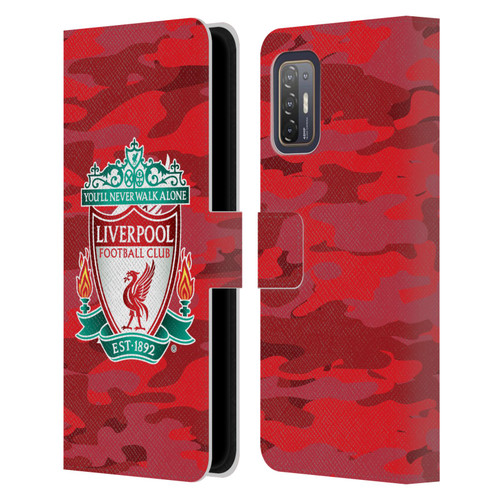 Liverpool Football Club Camou Home Colourways Crest Leather Book Wallet Case Cover For HTC Desire 21 Pro 5G