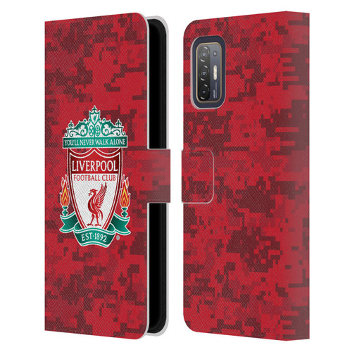 Liverpool Football Club Digital Camouflage Home Red Crest Leather Book Wallet Case Cover For HTC Desire 21 Pro 5G