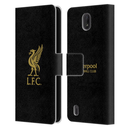 Liverpool Football Club Liver Bird Gold Logo On Black Leather Book Wallet Case Cover For Nokia C01 Plus/C1 2nd Edition