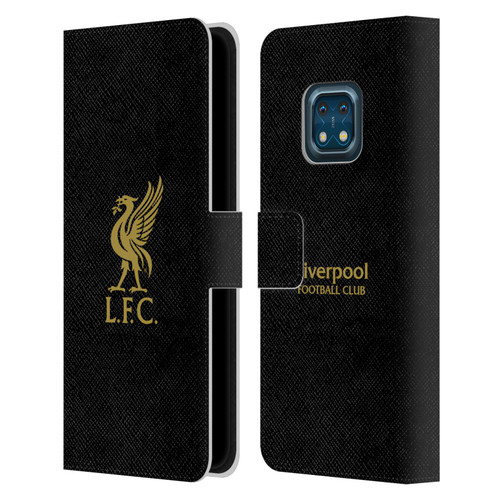 Liverpool Football Club Liver Bird Gold Logo On Black Leather Book Wallet Case Cover For Nokia XR20
