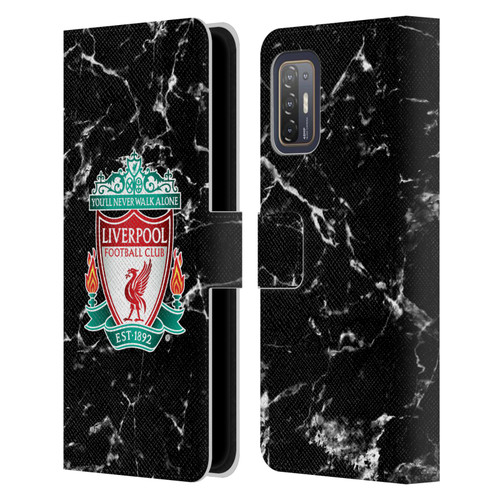 Liverpool Football Club Marble Black Crest Leather Book Wallet Case Cover For HTC Desire 21 Pro 5G