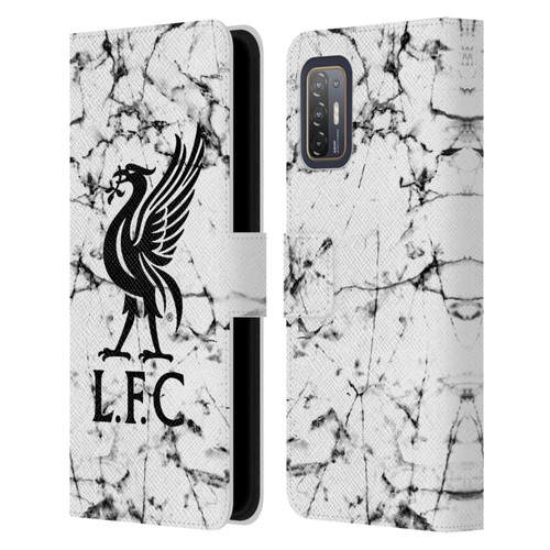 Liverpool Football Club Marble Black Liver Bird Leather Book Wallet Case Cover For HTC Desire 21 Pro 5G