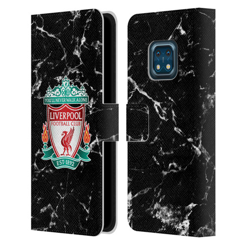 Liverpool Football Club Marble Black Crest Leather Book Wallet Case Cover For Nokia XR20