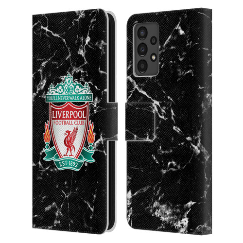 Liverpool Football Club Marble Black Crest Leather Book Wallet Case Cover For Samsung Galaxy A13 (2022)