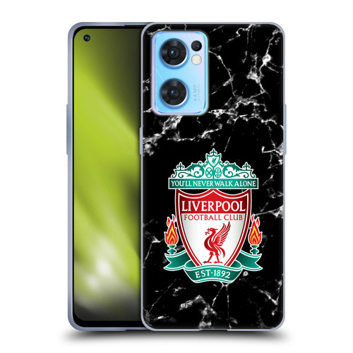 Liverpool Football Club Marble Black Crest Soft Gel Case for OPPO Reno7 5G / Find X5 Lite