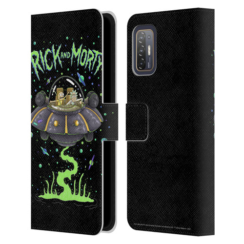 Rick And Morty Season 1 & 2 Graphics The Space Cruiser Leather Book Wallet Case Cover For HTC Desire 21 Pro 5G
