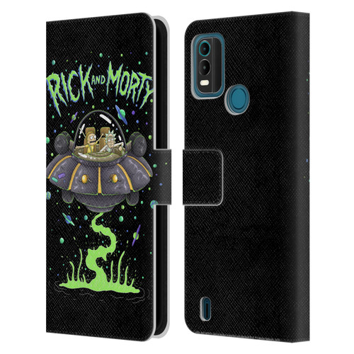 Rick And Morty Season 1 & 2 Graphics The Space Cruiser Leather Book Wallet Case Cover For Nokia G11 Plus