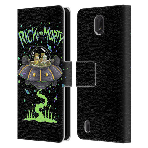 Rick And Morty Season 1 & 2 Graphics The Space Cruiser Leather Book Wallet Case Cover For Nokia C01 Plus/C1 2nd Edition