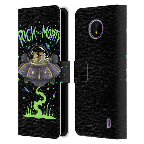 Rick And Morty Season 1 & 2 Graphics The Space Cruiser Leather Book Wallet Case Cover For Nokia C10 / C20