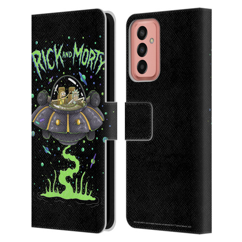 Rick And Morty Season 1 & 2 Graphics The Space Cruiser Leather Book Wallet Case Cover For Samsung Galaxy M13 (2022)