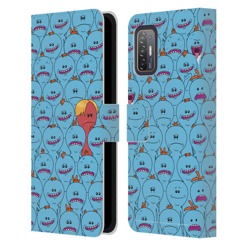Rick And Morty Season 4 Graphics Mr. Meeseeks Pattern Leather Book Wallet Case Cover For HTC Desire 21 Pro 5G