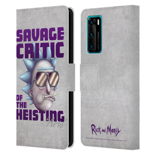 Rick And Morty Season 4 Graphics Savage Critic Leather Book Wallet Case Cover For Huawei P40 5G