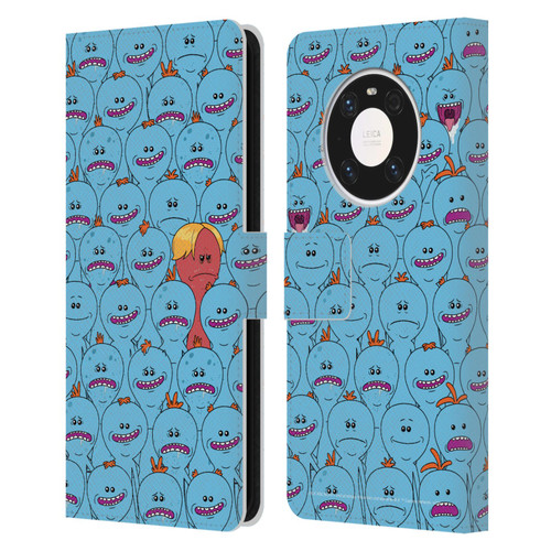 Rick And Morty Season 4 Graphics Mr. Meeseeks Pattern Leather Book Wallet Case Cover For Huawei Mate 40 Pro 5G