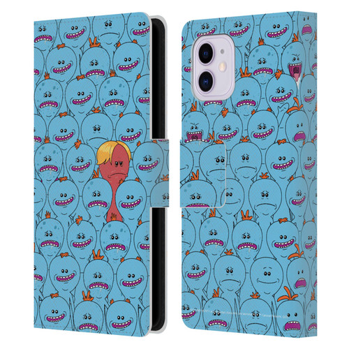 Rick And Morty Season 4 Graphics Mr. Meeseeks Pattern Leather Book Wallet Case Cover For Apple iPhone 11