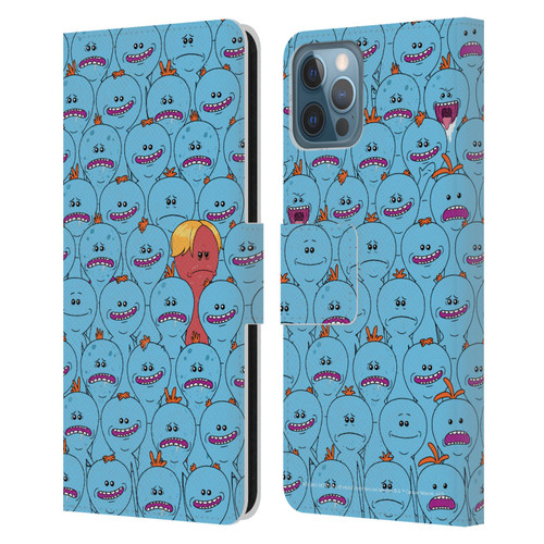 Rick And Morty Season 4 Graphics Mr. Meeseeks Pattern Leather Book Wallet Case Cover For Apple iPhone 12 / iPhone 12 Pro