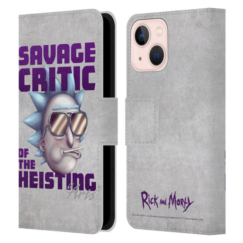 Rick And Morty Season 4 Graphics Savage Critic Leather Book Wallet Case Cover For Apple iPhone 13 Mini