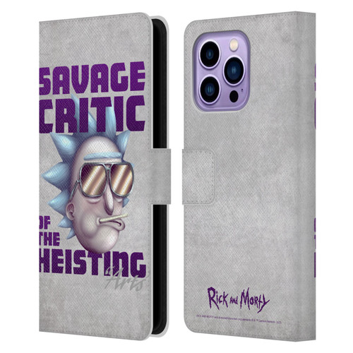 Rick And Morty Season 4 Graphics Savage Critic Leather Book Wallet Case Cover For Apple iPhone 14 Pro Max