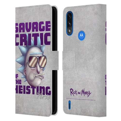 Rick And Morty Season 4 Graphics Savage Critic Leather Book Wallet Case Cover For Motorola Moto E7 Power / Moto E7i Power