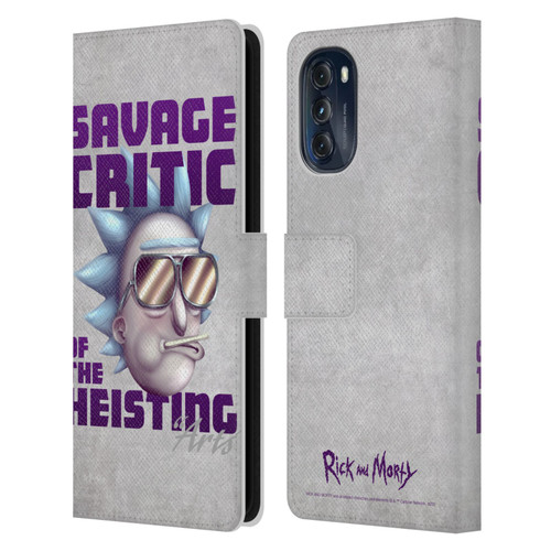 Rick And Morty Season 4 Graphics Savage Critic Leather Book Wallet Case Cover For Motorola Moto G (2022)